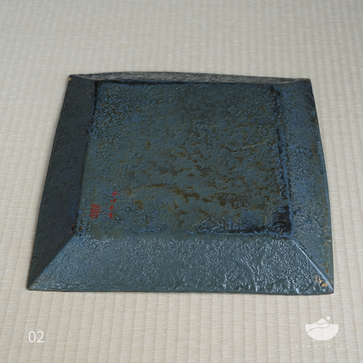 日光山方茶盤(亮綠&灰色底面)