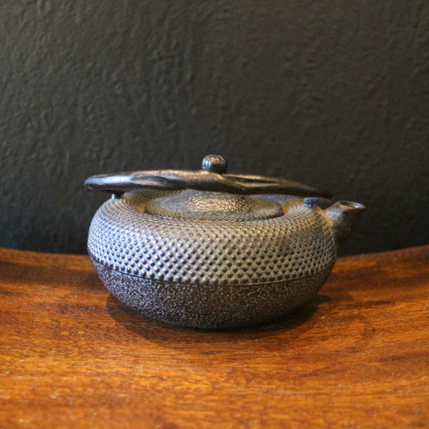 Dotted iron teapot