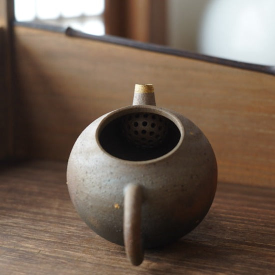 Pink Dotted Ceramic Gold Teapot