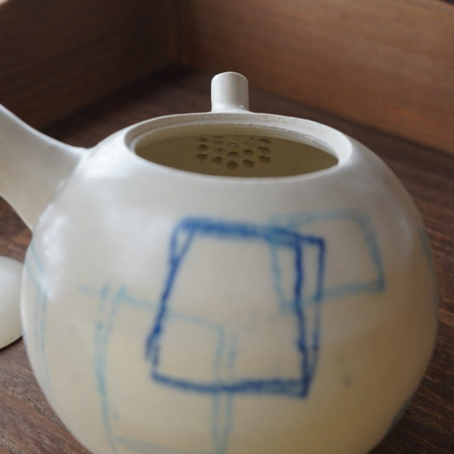 Crayon-painted Ceramic Teapot(Side Handle)