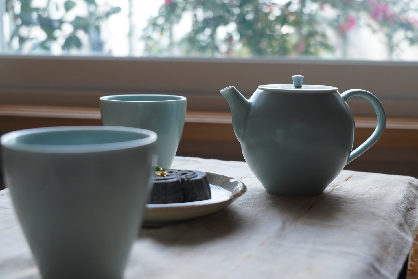 【預購】雅韻陶瓷茶具組(淺青色)