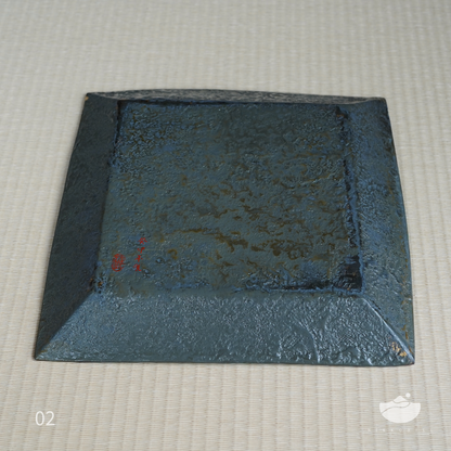 日光山方茶盤(亮綠&灰色底面)