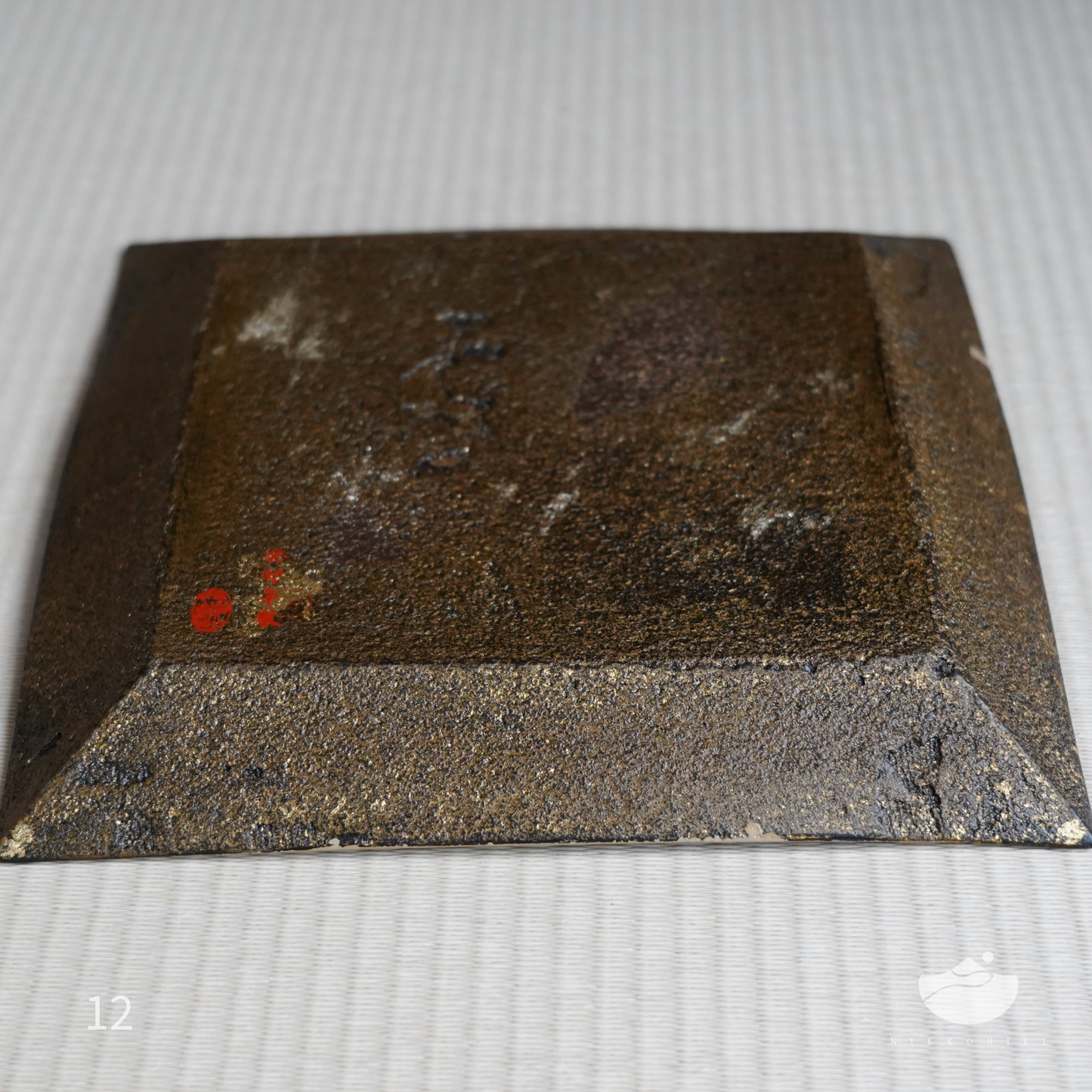 日光山方型漆盤(藍白橘混色&黑金底面)