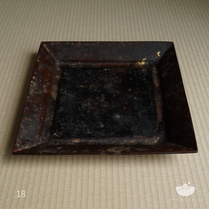 日光山方型漆盤(棕藍金混色&紅棕底面)