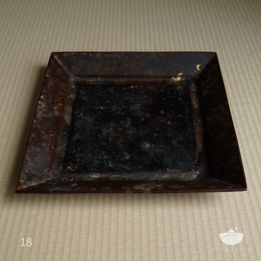 日光山方型漆盤(棕藍金混色&紅棕底面)