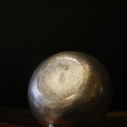 Silver handle pot (perfect rock pattern/bright silver+wooden handle)