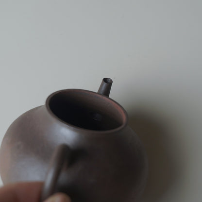 柴燒紫砂朱泥梨形單孔壺