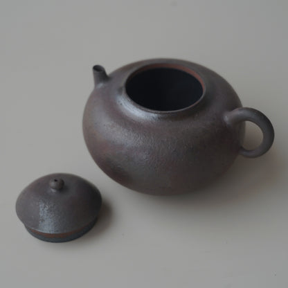 柴燒紫砂朱泥單孔壺