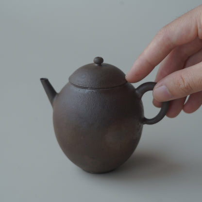 柴燒紫砂朱泥單孔壺