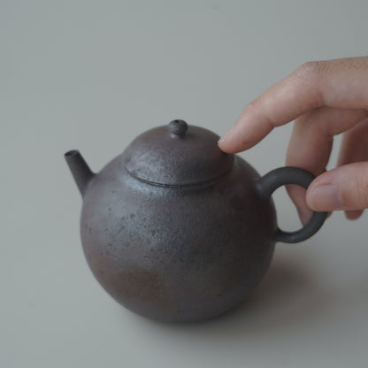 柴燒紫砂朱泥單孔壺