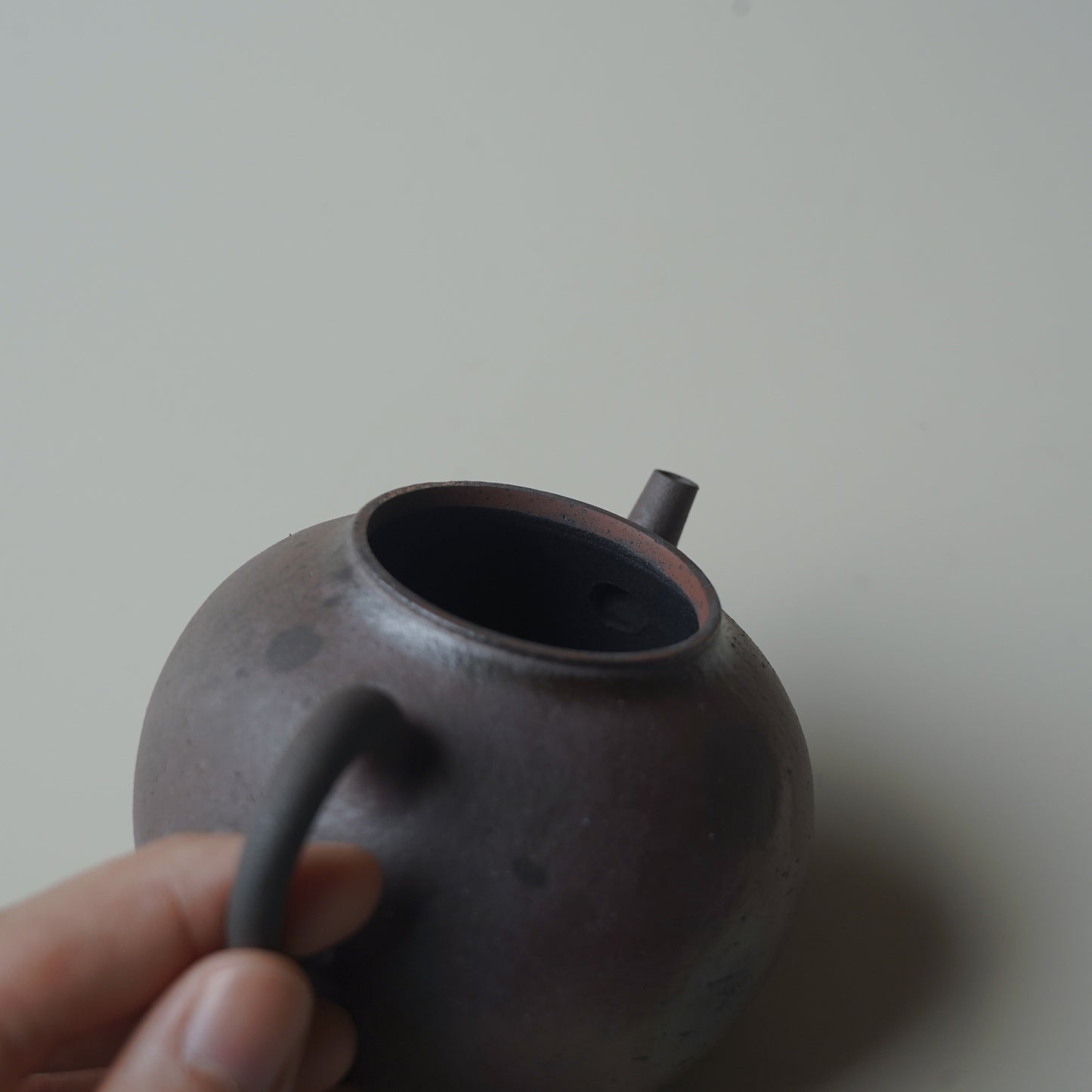 柴燒紫砂朱泥單孔壺