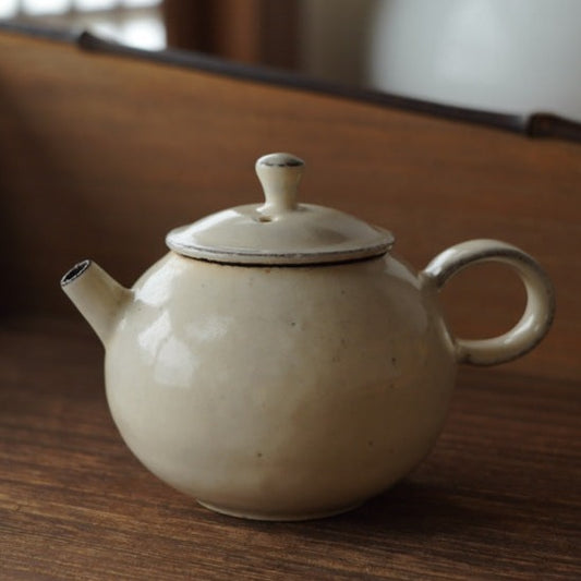 圓滿型陶瓷白粉引壺