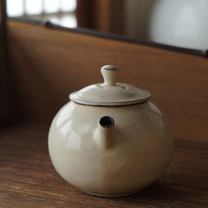 圓滿型陶瓷白粉引壺