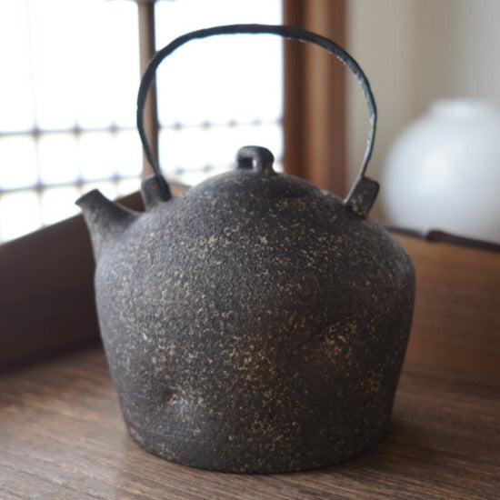 鐵釉陶泥提樑燒水壺