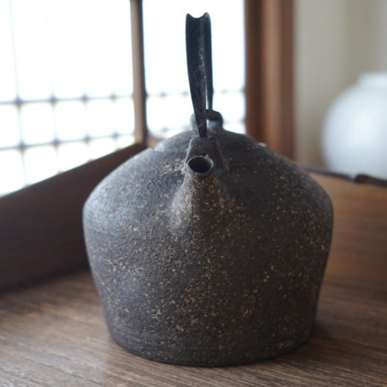 鐵釉陶泥提樑燒水壺