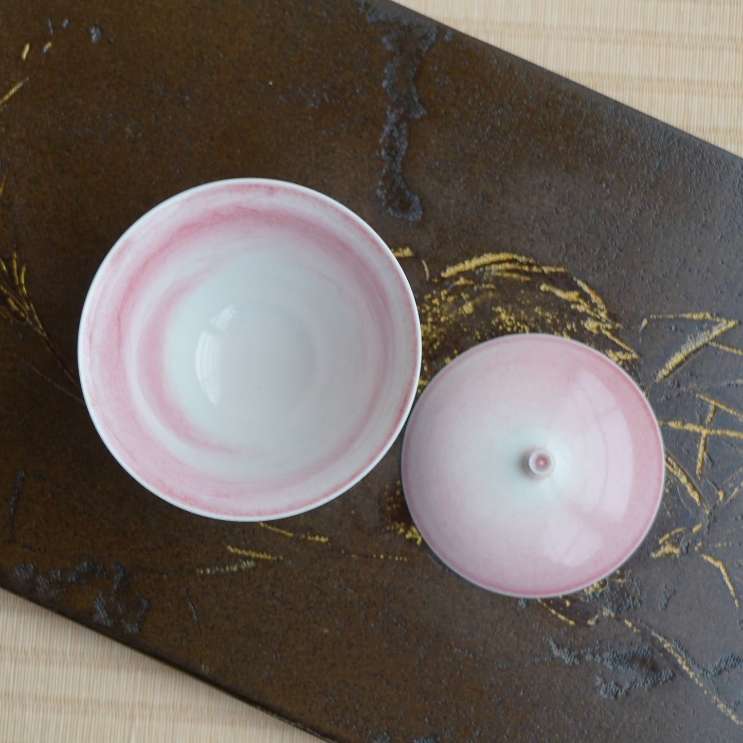 高溫還原燒藍釉粉陶瓷蓋碗