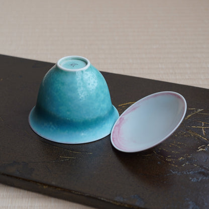 高溫還原燒藍釉粉陶瓷蓋碗
